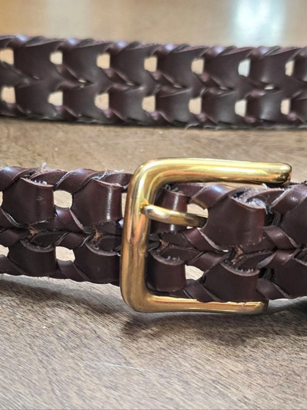 Vintage Brown Braided Leather Belt Size 36 Woven Boho Western Classic 41